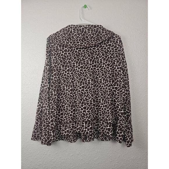 Kim Rogers Womens Brown White Animal Print Two Pockets ZipUp Jacket PXL - Picture 4 of 7
